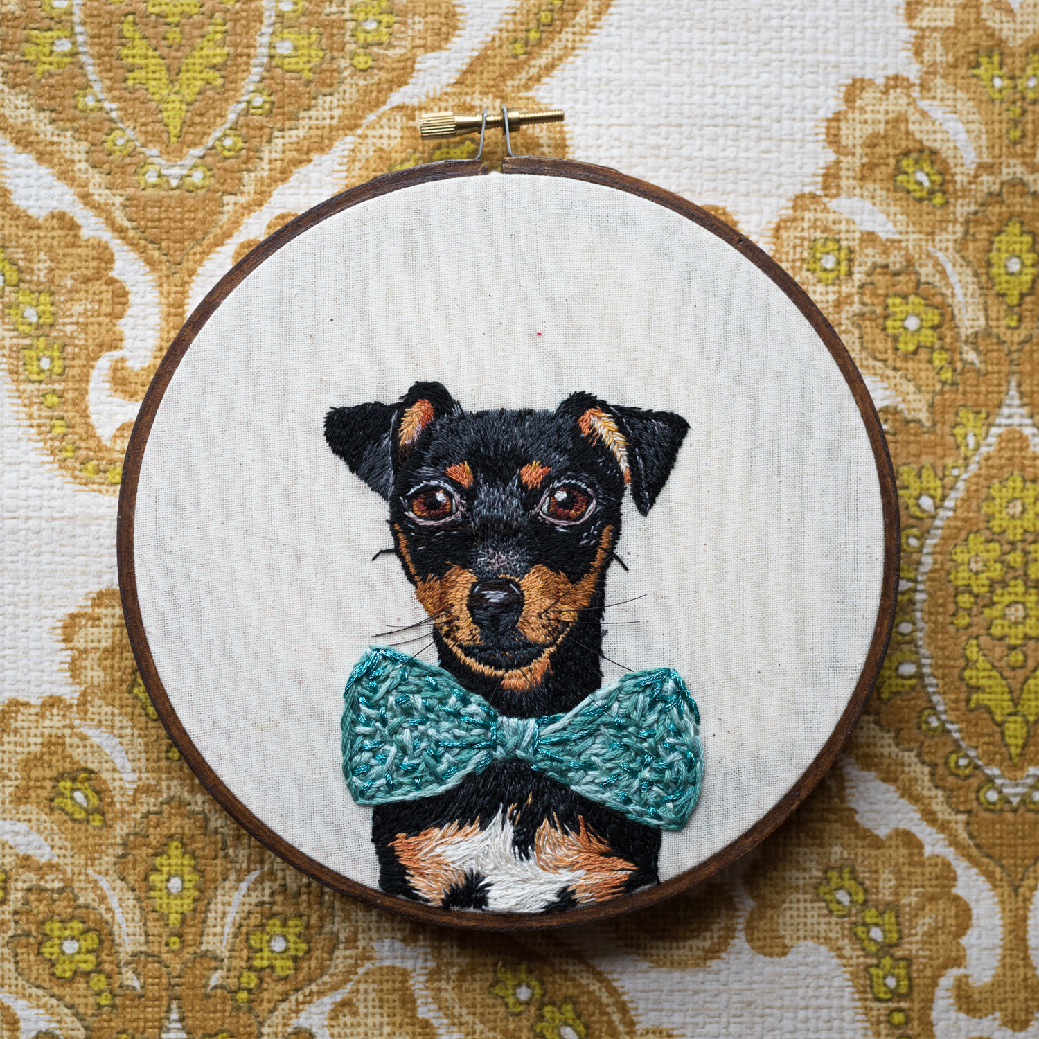 embroidered pet portrait