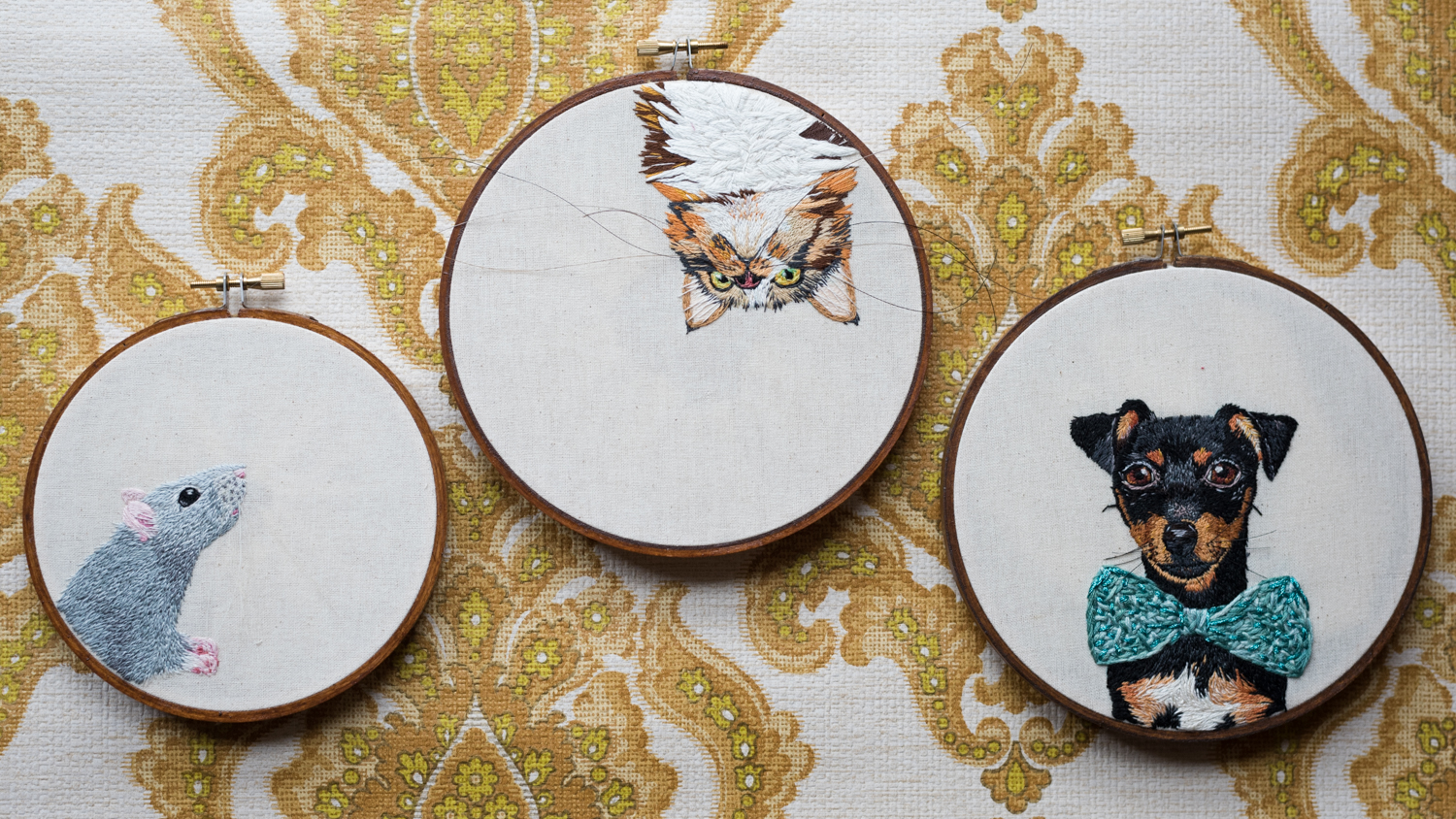 embroidered pet portraits