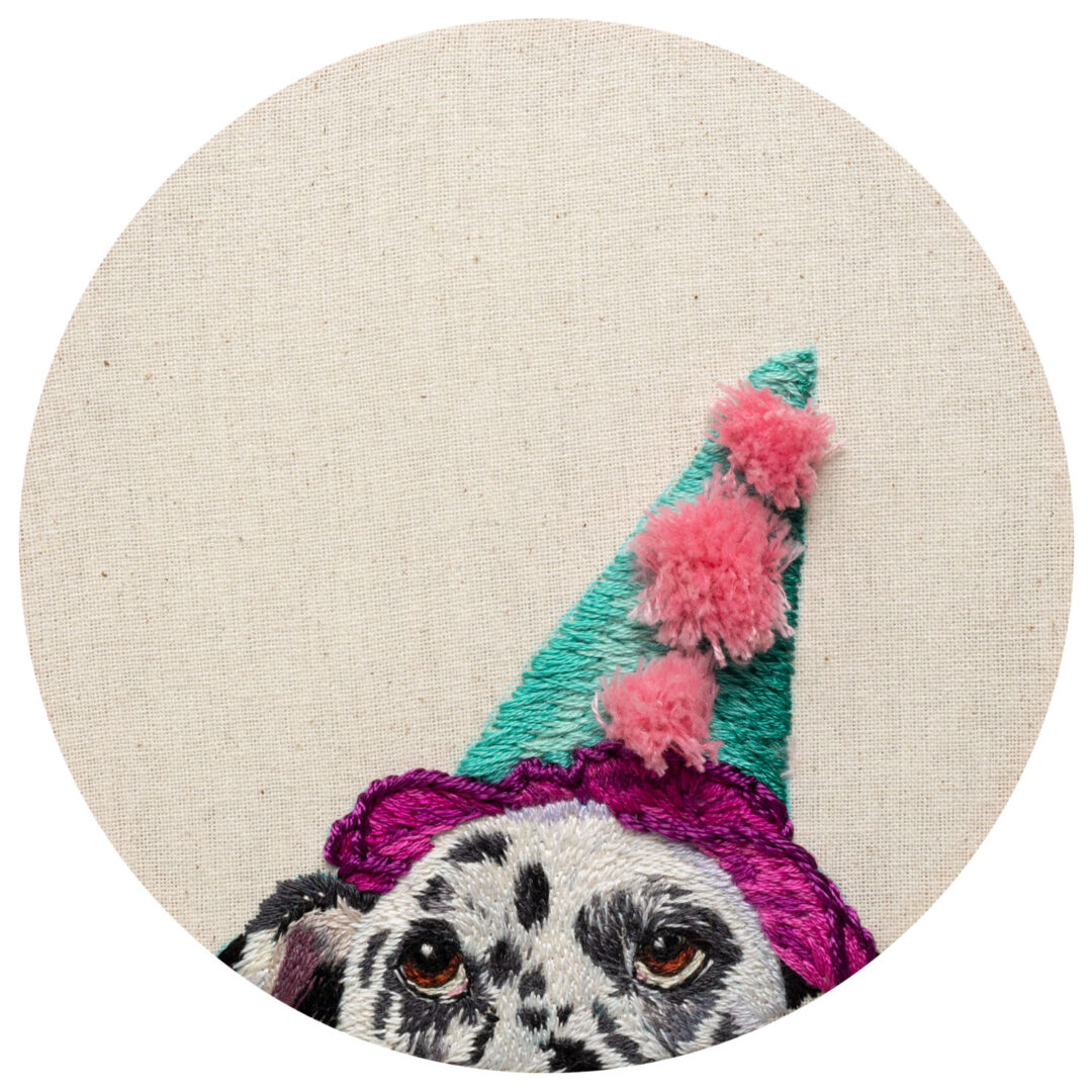fine art print of dog embroidery